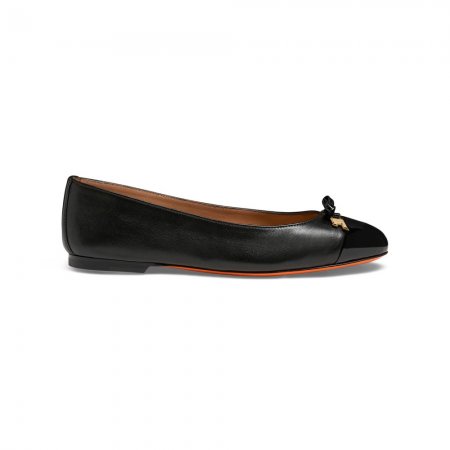 Ballerina da donna in pelle e vernice nera - Nero