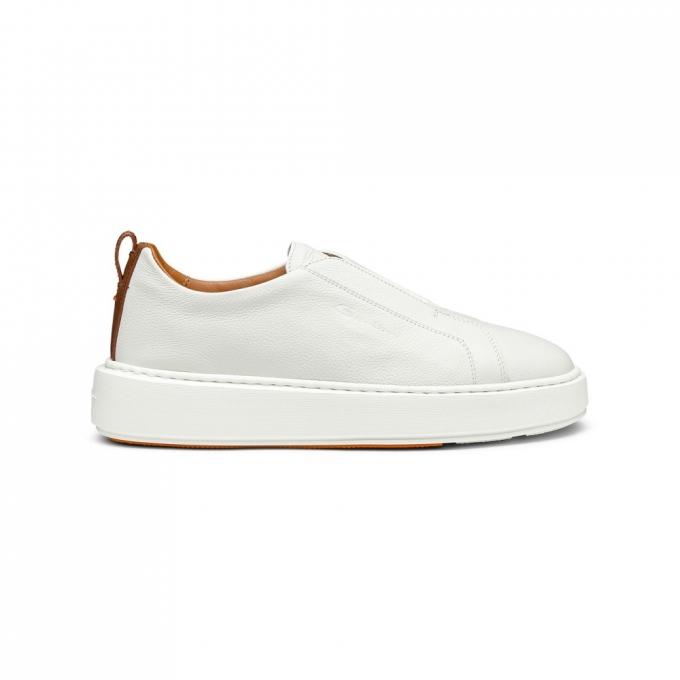 Sneaker slip-on da donna in pelle bottalata bianca - Bianco