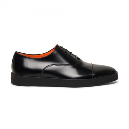 Stringata oxford da uomo in pelle lucida nera - Nero