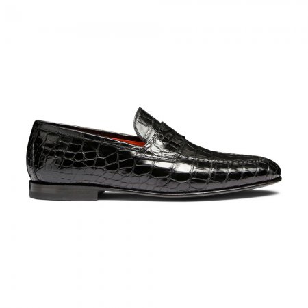 Mocassino penny da uomo in alligatore nero - Nero