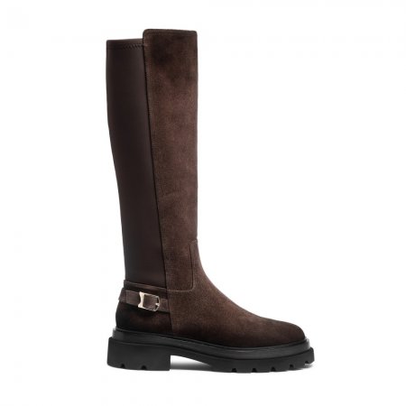 Stivale da donna in suede testa di moro - Testa di moro
