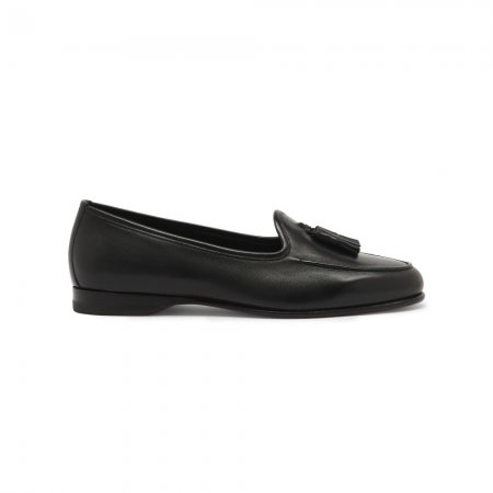 Mocassino Andrea con nappe da donna in pelle nera - Nero