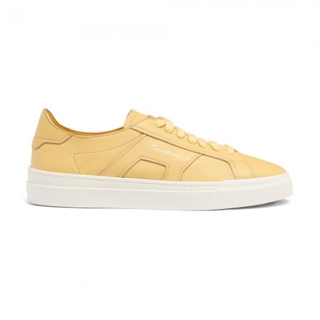 Double Buckle Sneaker da uomo in pelle bottalata gialla - Giallo