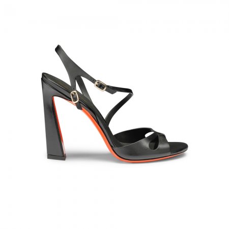 Sandalo Mona tacco alto da donna in pelle nera - Nero