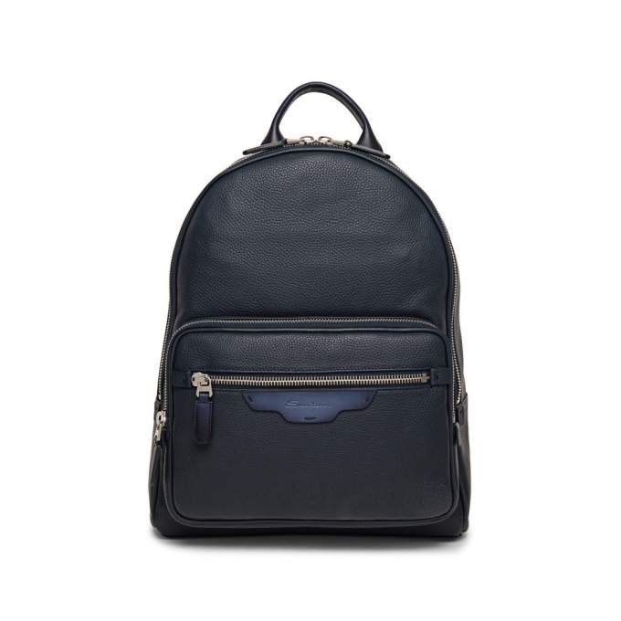 Zaino in pelle bottalata blu - Blu