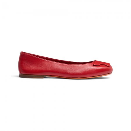Ballerina da donna in pelle rossa - Rosso