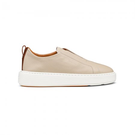 Sneaker slip-on da donna in pelle bottalata rosa - Rosa