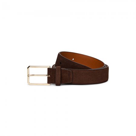 Cintura regolabile in suede marrone - Marrone
