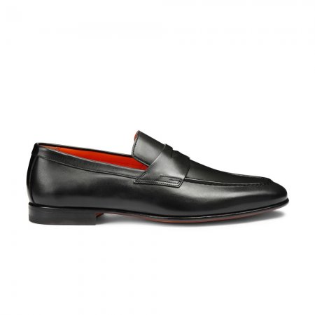 Mocassino penny da uomo in pelle anticata nera - Nero