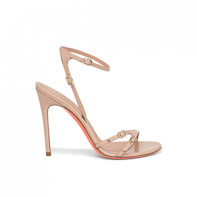 Sandalo tacco alto da donna in pelle rosa - Rosa