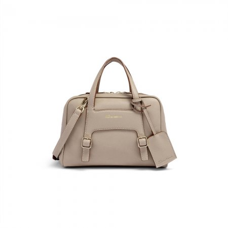 Borsa a mano in pelle beige - Naturale