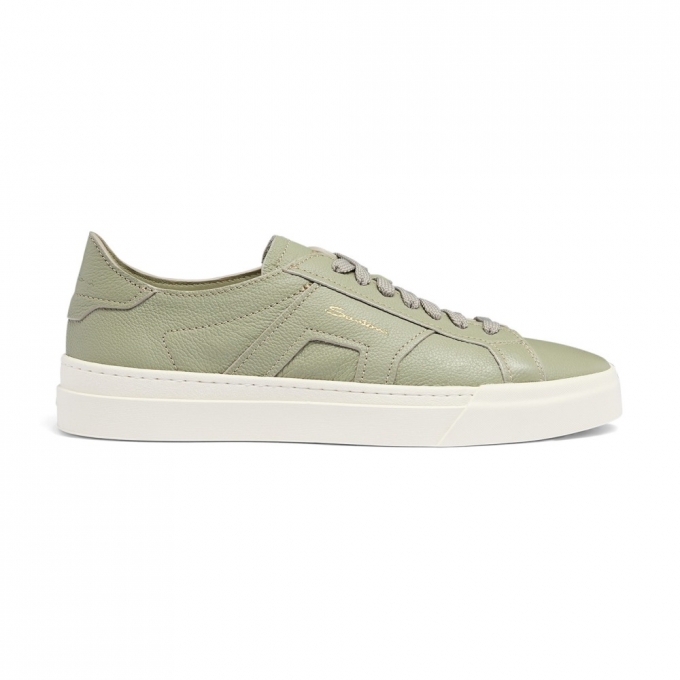 Double Buckle Sneaker da uomo in pelle bottalata verde chiaro - Verde