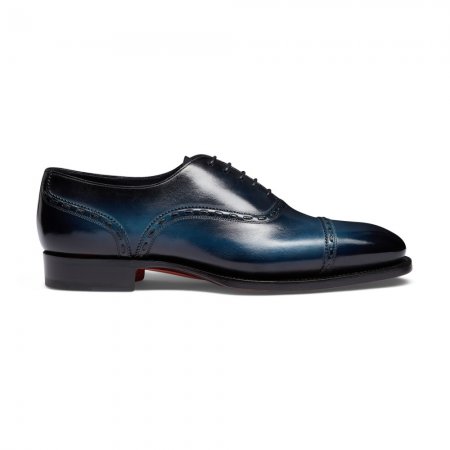Stringata Oxford da uomo in pelle blu - Blu