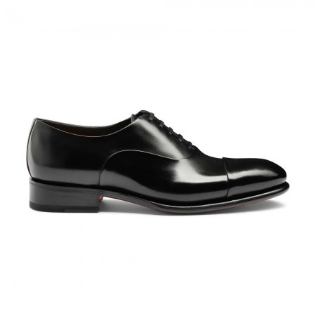 Stringata oxford da uomo in pelle anticata nera - Nero