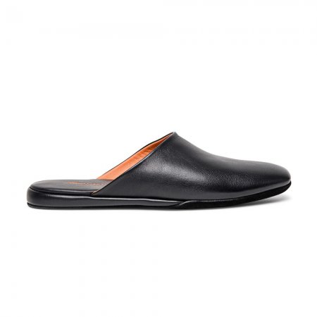 Pantofola da uomo in pelle nera - Nero