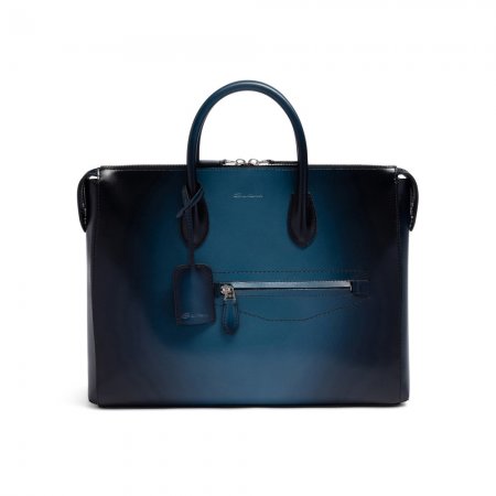 Borsa porta pc in pelle blu - Blu