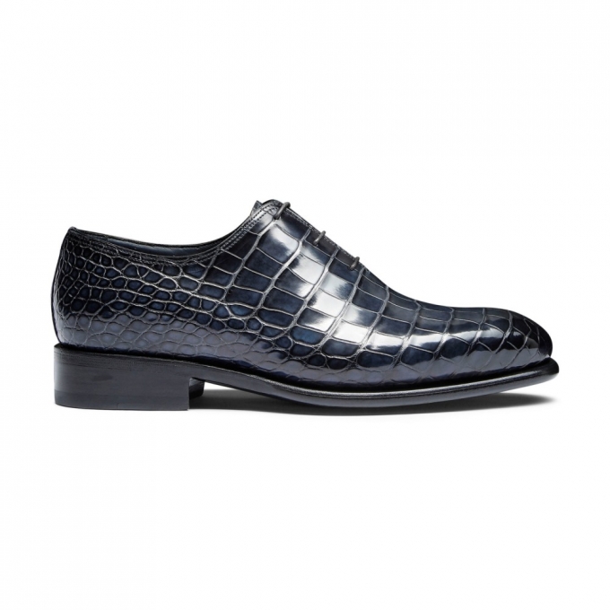 Stringata oxford da uomo in alligatore blu - Blu