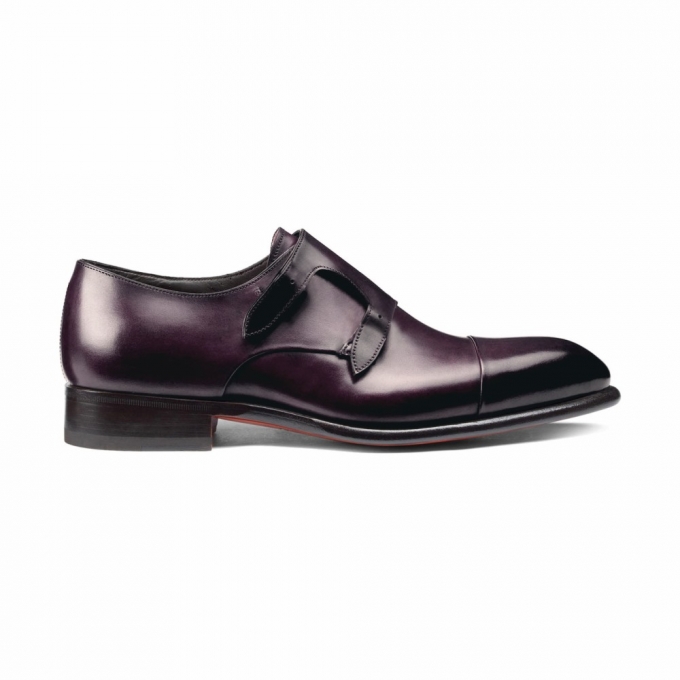 Doppia fibbia da uomo in pelle viola - Viola