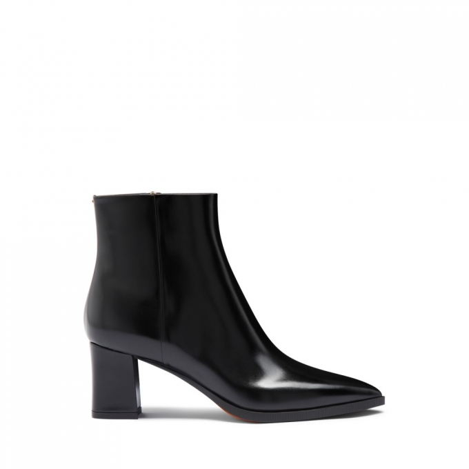 Stivaletto tacco medio da donna in pelle nera - Nero