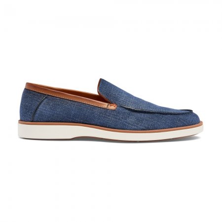 Mocassino da uomo in suede e pelle azzurro e marrone - Azzurro