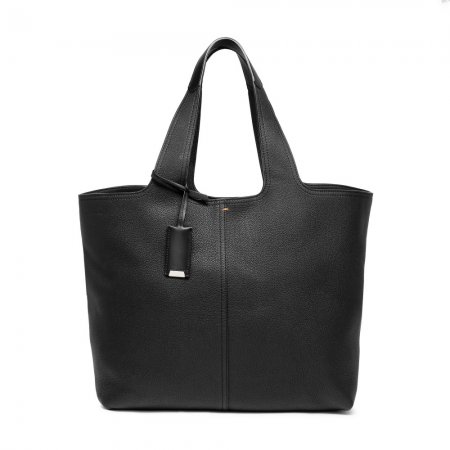Borsa in pelle bottalata nera - Nero