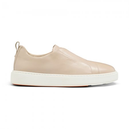 Sneaker slip-on da uomo in pelle beige - Naturale