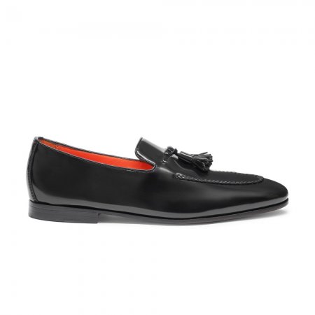 Mocassino con nappe da uomo in pelle nero - Nero