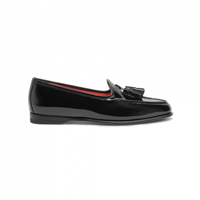 Mocassino Andrea con nappe da donna in vernice nera - Nero
