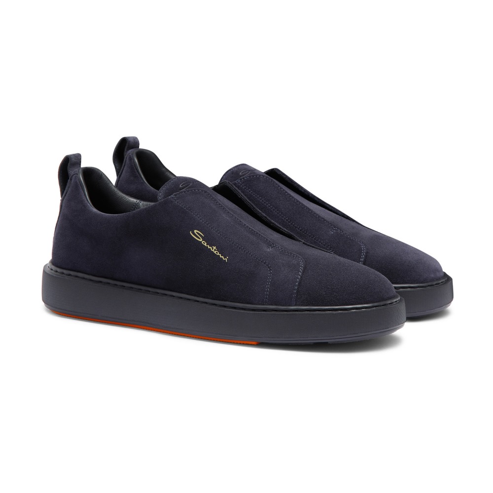 Sneaker slip-on da uomo in suede blu - Blu