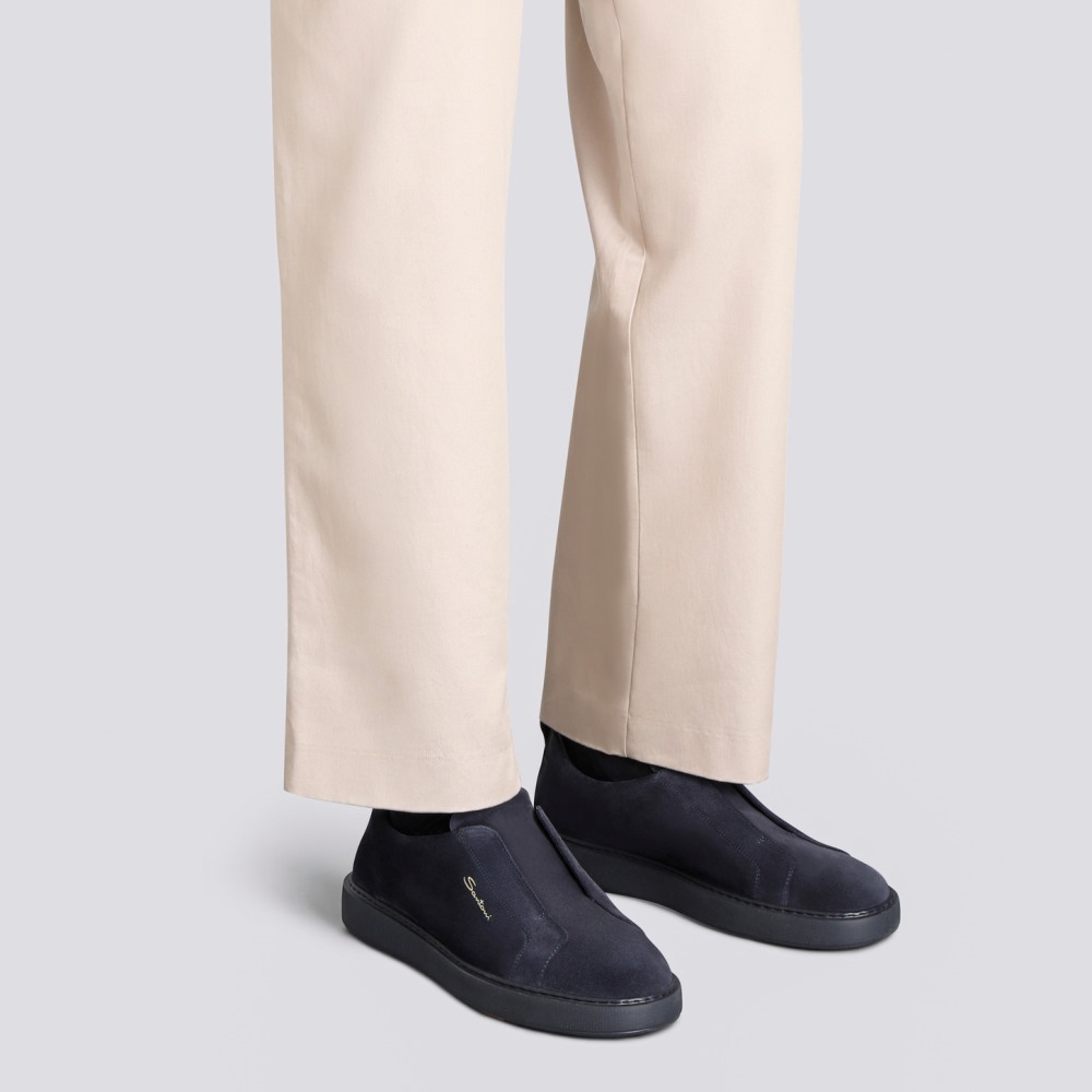 Sneaker slip-on da uomo in suede blu - Blu