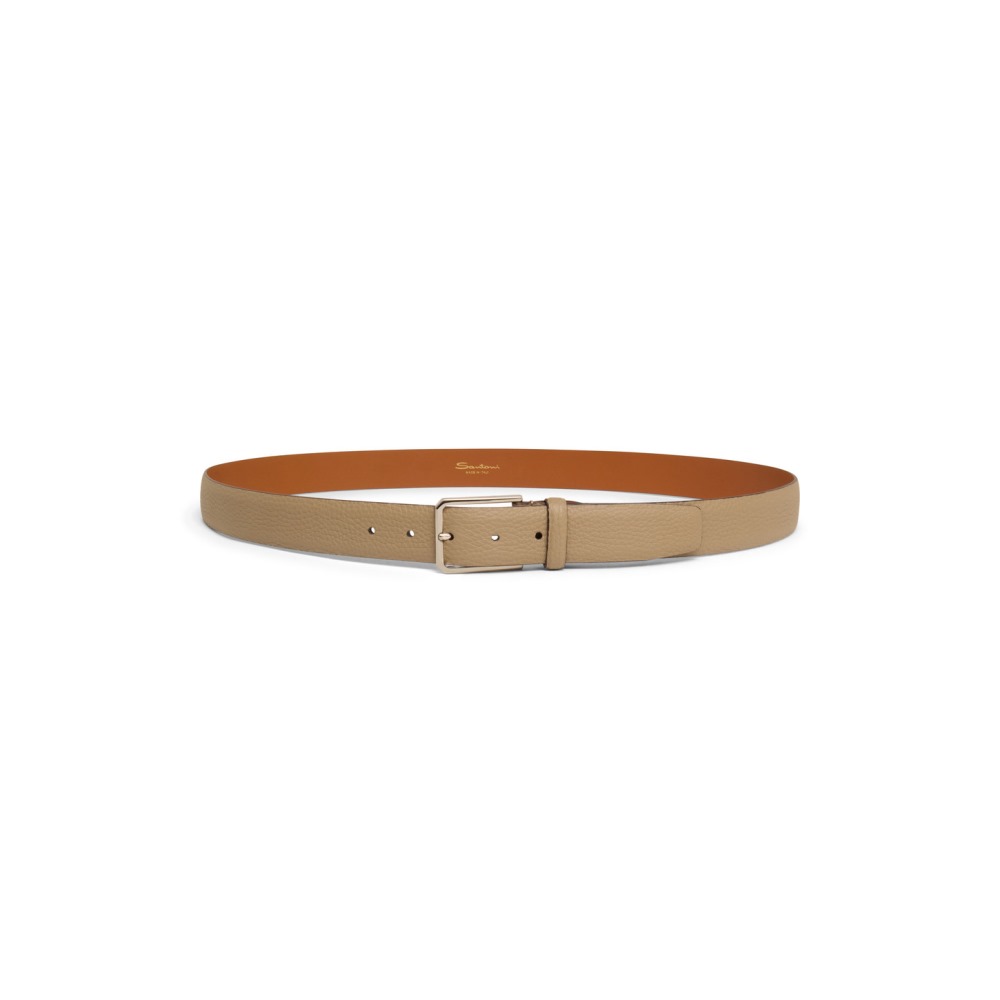 Cintura regolabile in pelle bottalata beige - Naturale