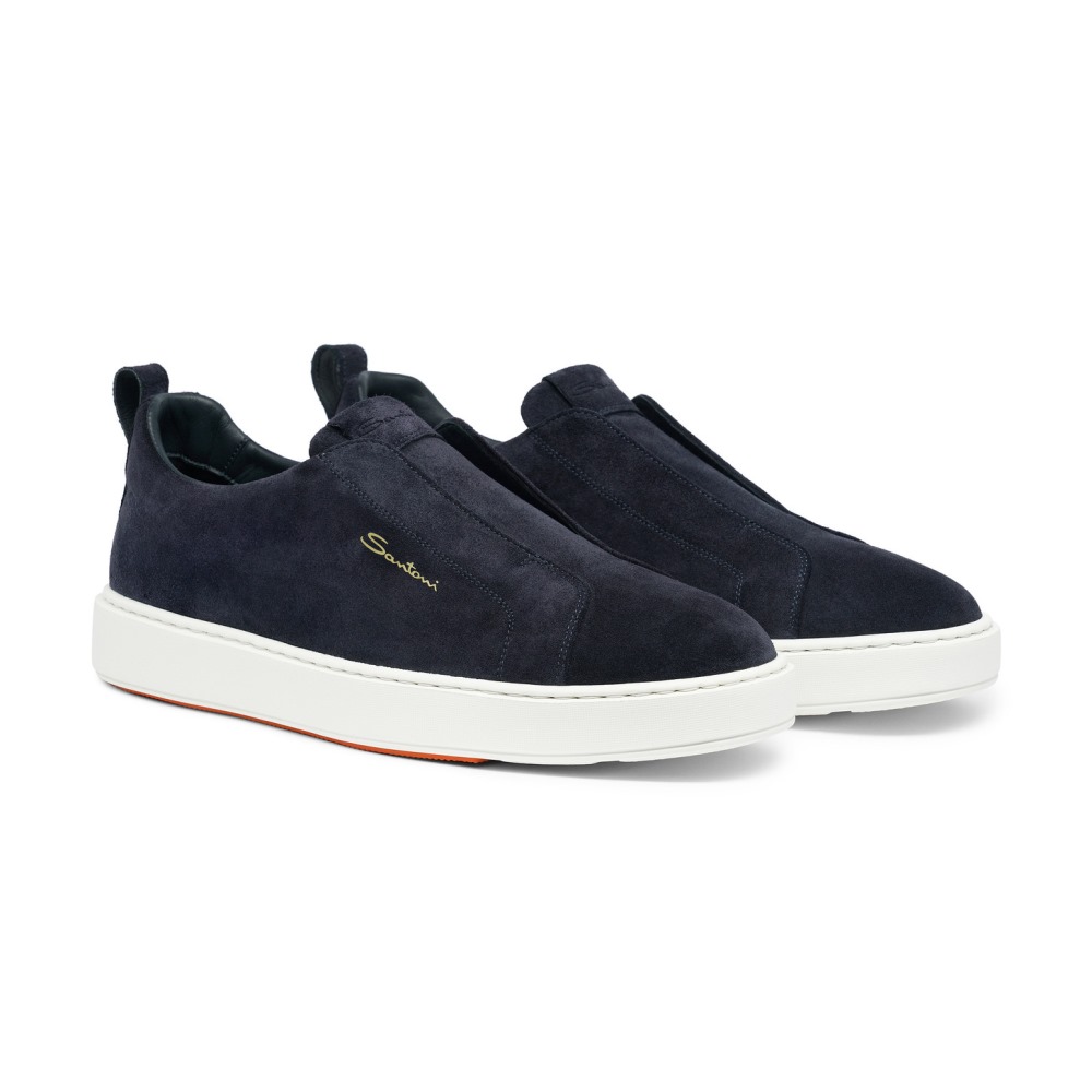 Sneaker slip-on da uomo in suede blu - Blu