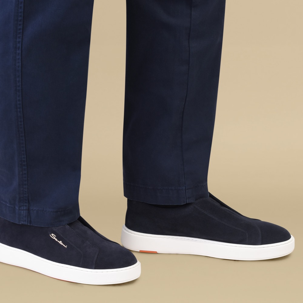 Sneaker slip-on da uomo in suede blu - Blu