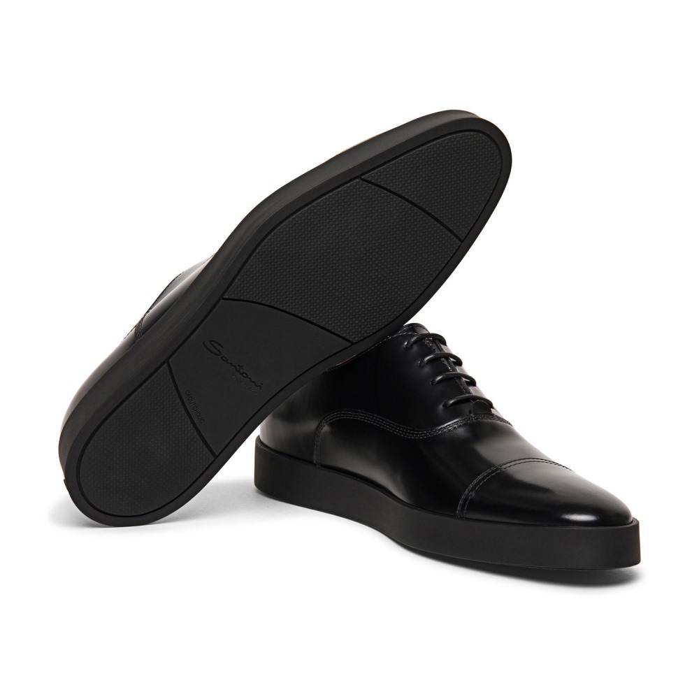 Stringata oxford da uomo in pelle lucida nera - Nero