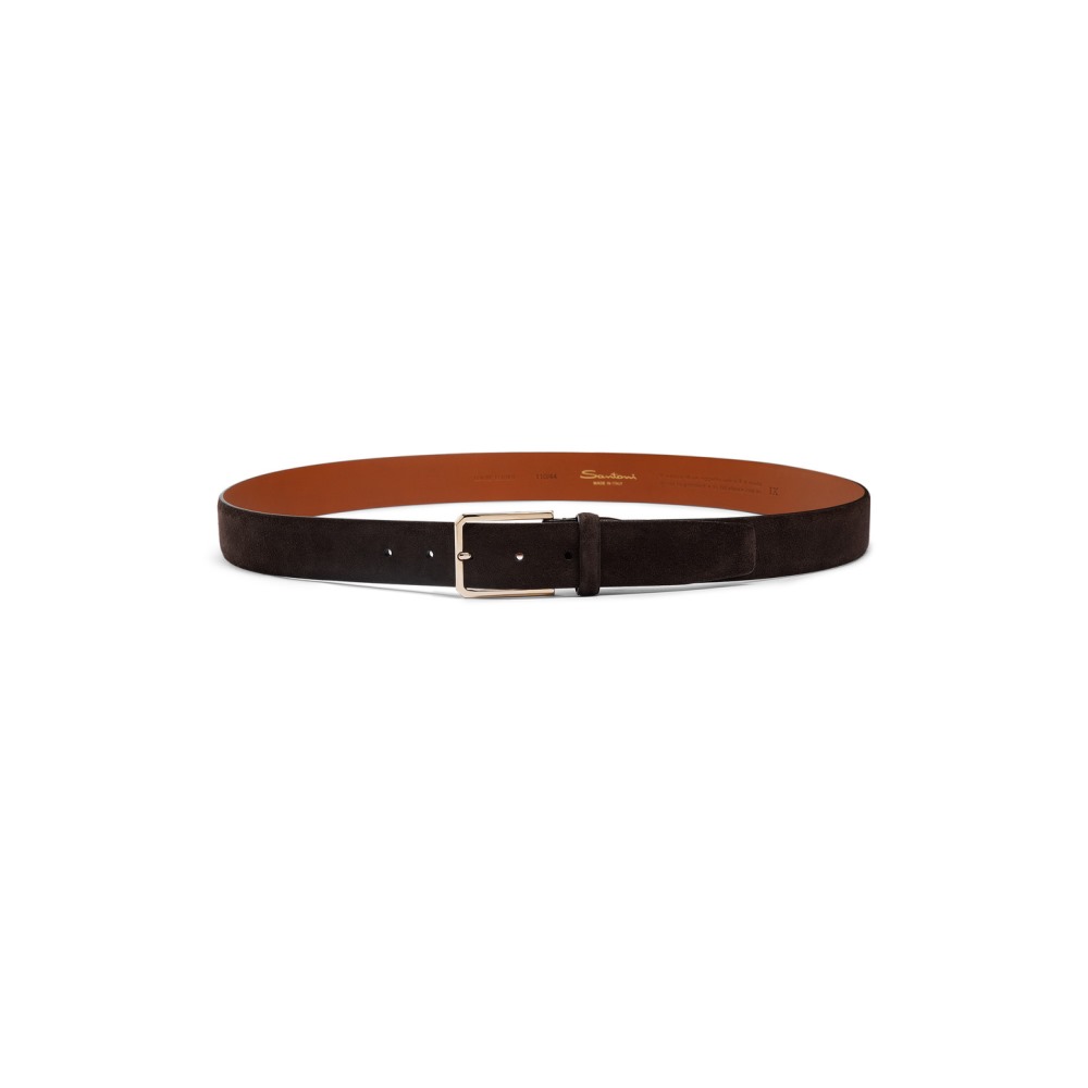 Cintura regolabile da uomo in suede marrone - Testa di moro