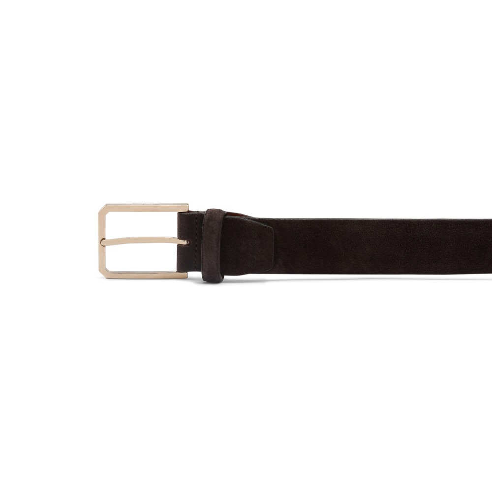 Cintura regolabile da uomo in suede marrone - Testa di moro