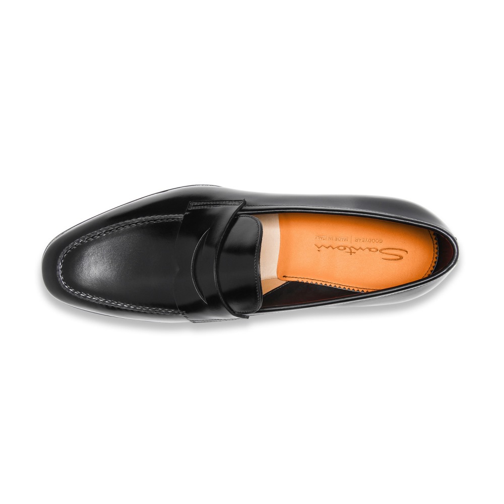 Mocassino penny da uomo in pelle nera - Nero