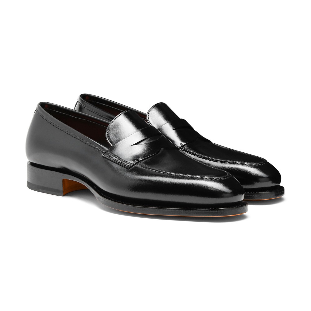 Mocassino penny da uomo in pelle nera - Nero