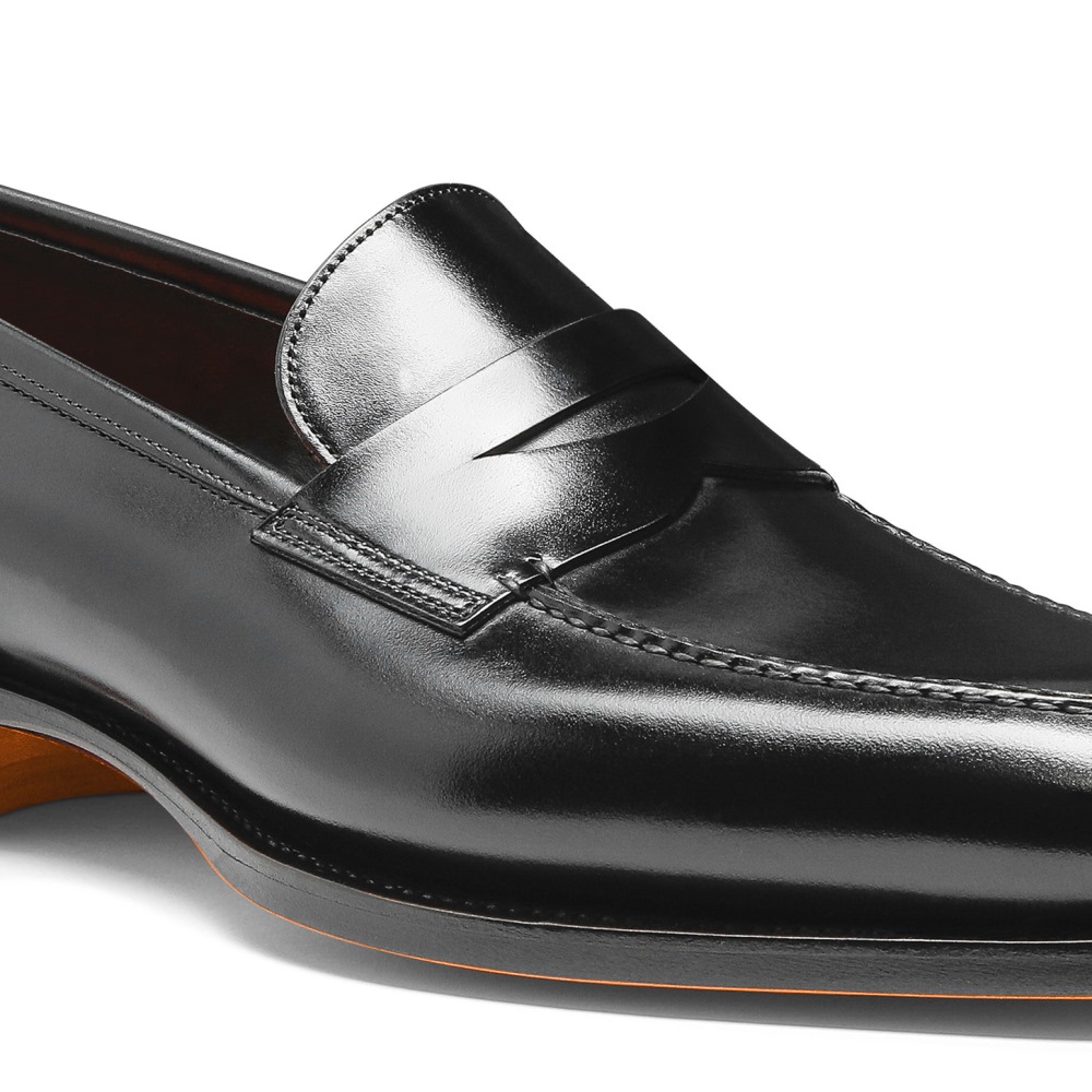 Mocassino penny da uomo in pelle nera - Nero