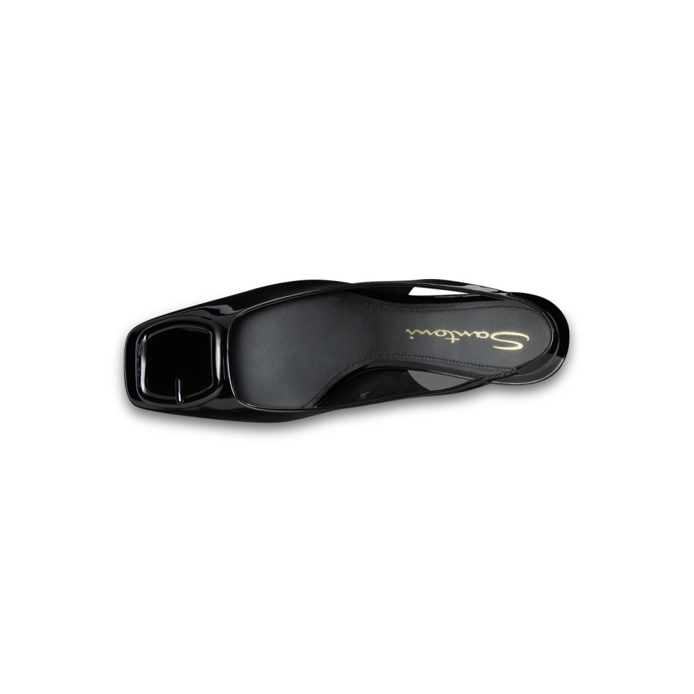 Slingback tacco medio da donna in vernice nera - Nero