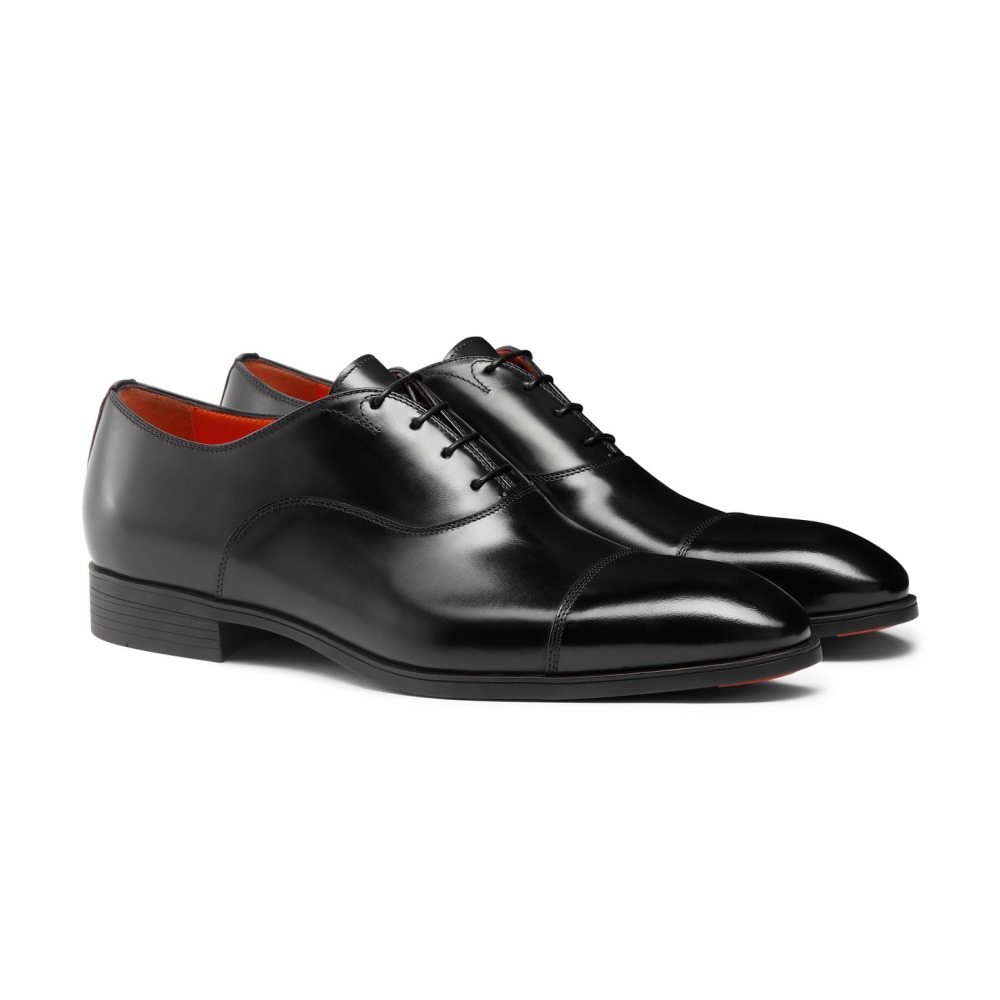 Stringata oxford da uomo in pelle nera - Nero