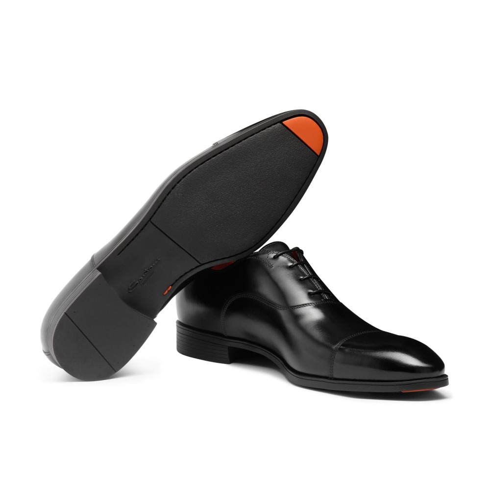 Stringata oxford da uomo in pelle nera - Nero