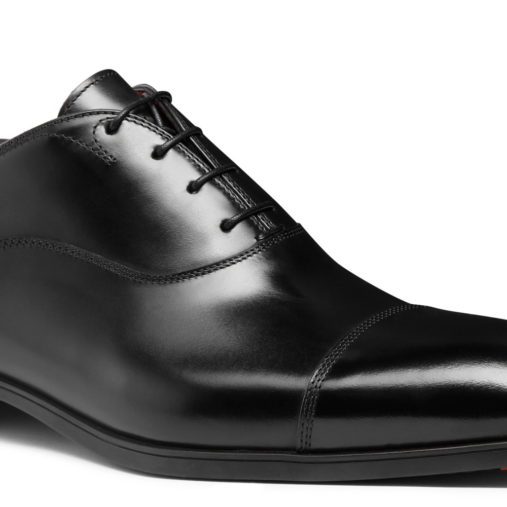 Stringata oxford da uomo in pelle nera - Nero