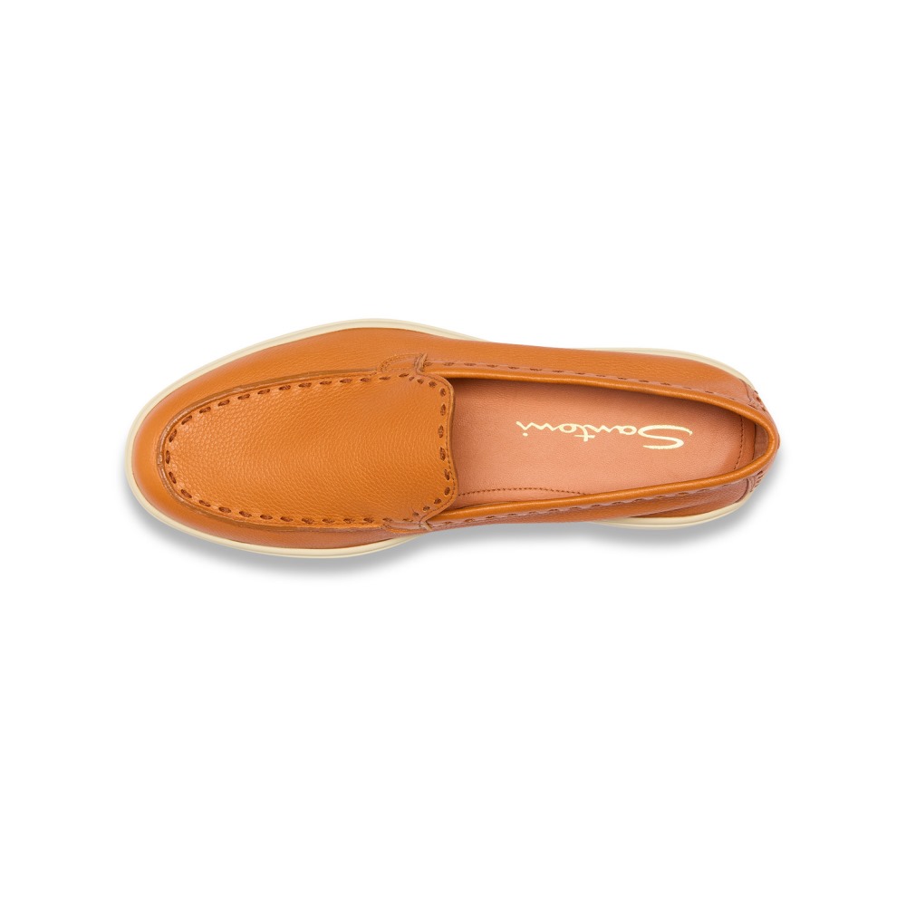 Mocassino da donna in pelle bottalata arancione - Arancione