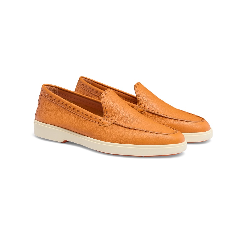 Mocassino da donna in pelle bottalata arancione - Arancione