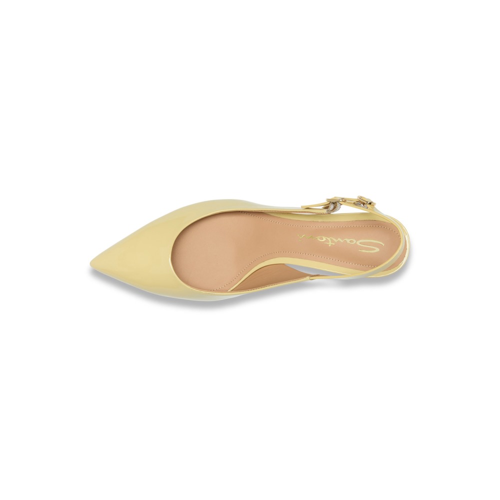 Slingback tacco medio da donna in vernice gialla - Giallo