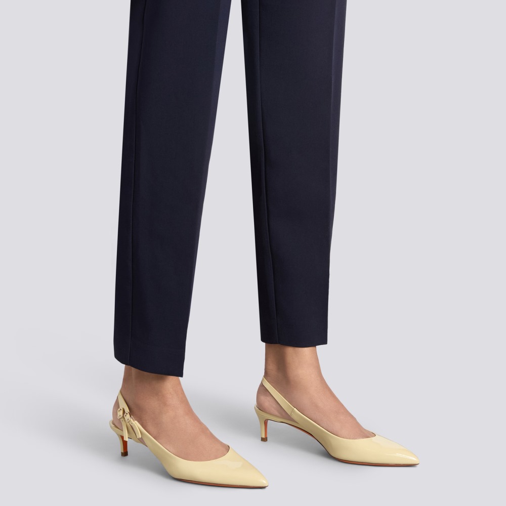 Slingback tacco medio da donna in vernice gialla - Giallo