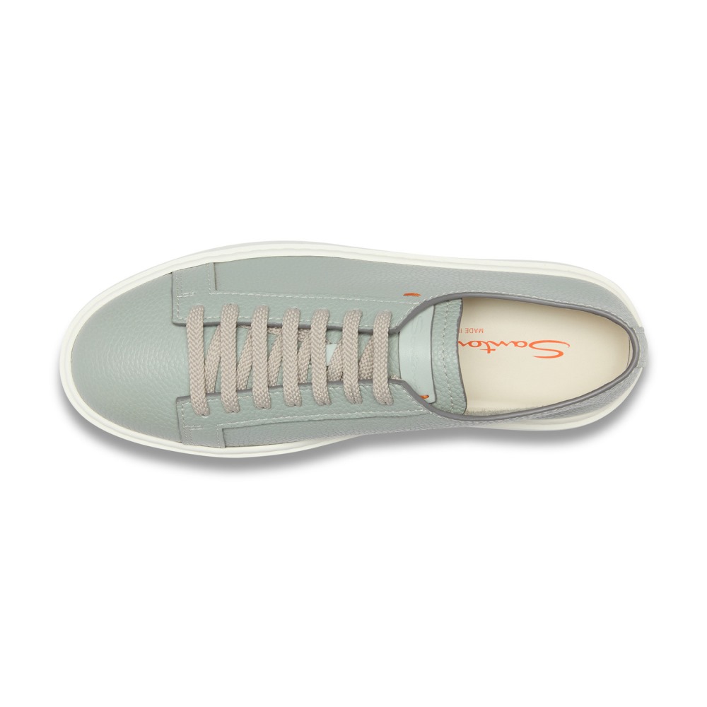 Sneaker da uomo in pelle bottalata azzurra - Azzurro