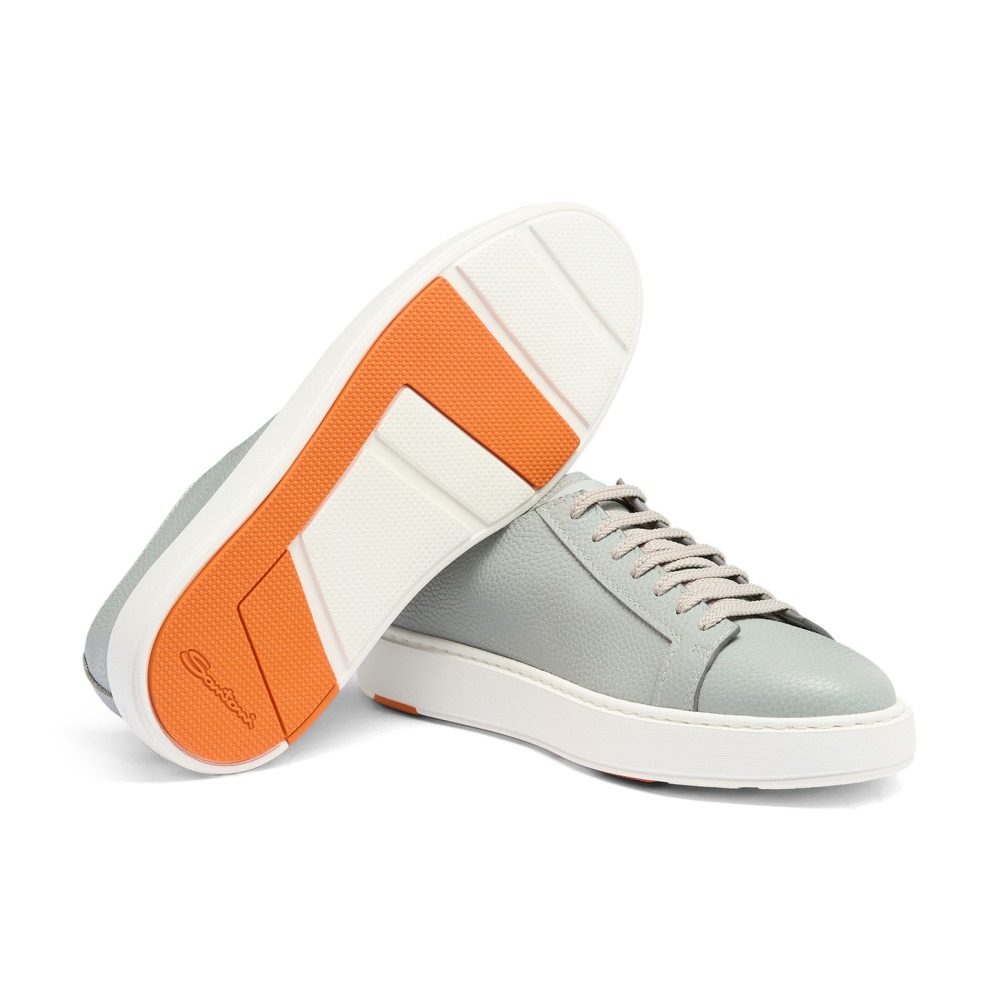 Sneaker da uomo in pelle bottalata azzurra - Azzurro