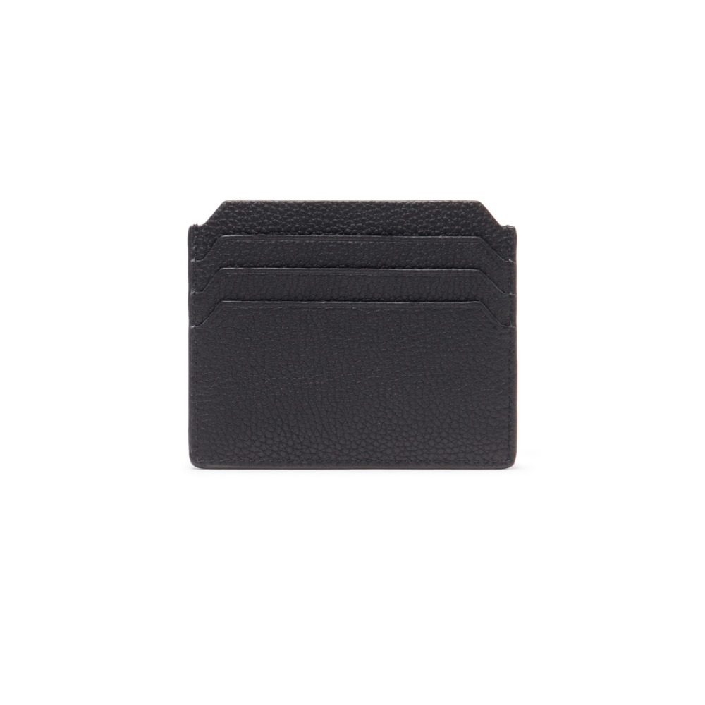 Porta carte di credito in pelle bottalata nera - Nero